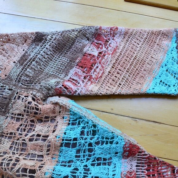 Soft Surroundings Earthy Long Tunic Top Aqua Chevron Women's Size L - Picture 3 of 12